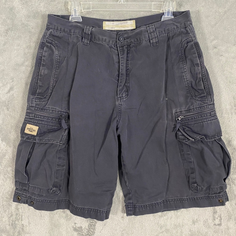 Vintage Lee Dungarees Can't Bust‎ Em Cargo Shorts Sz 32 Dark Gray Relaxed Skater